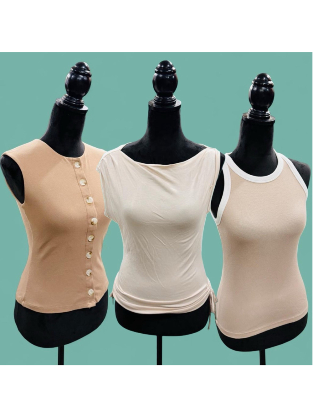 3pc Neutral Beige Top Bundle XS S Rachel Zoe Rich & Famous Milk Honey Y2K
